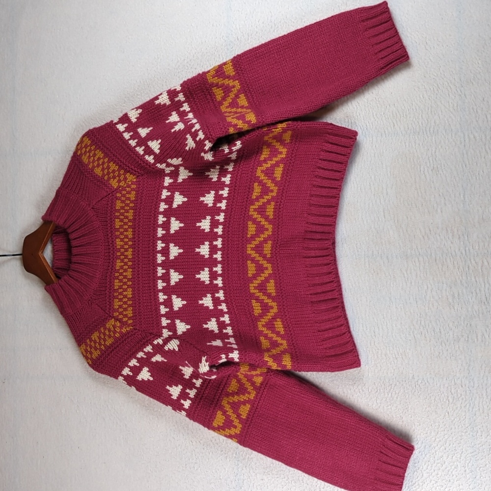 Universal Thread Womens Magenta Ribbed Crewneck Knit Oversized Sweater Size XS